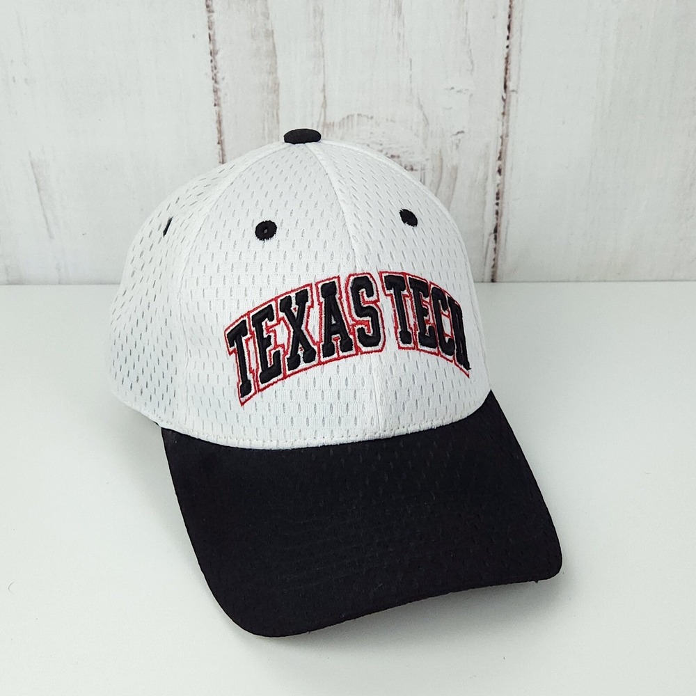 Texas Tech Red Raiders Hat Cap White Black Campus Design Adjustable Mesh